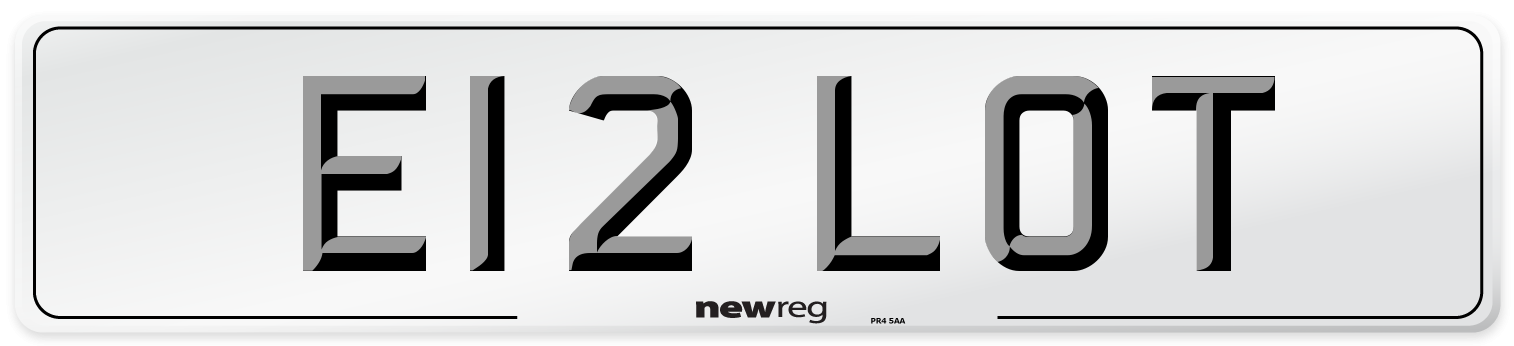 E12 LOT Number Plate from New Reg